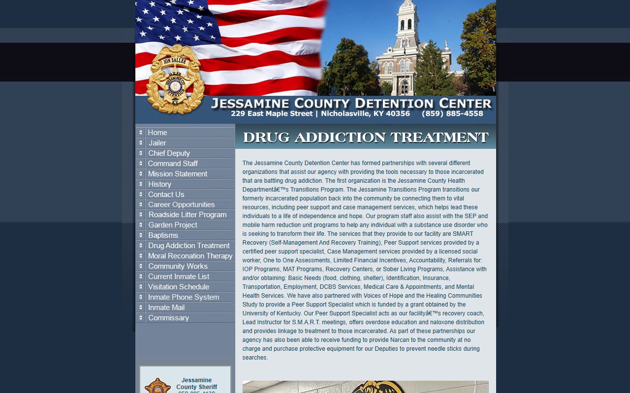 Jessamine County inmate population treatment program page