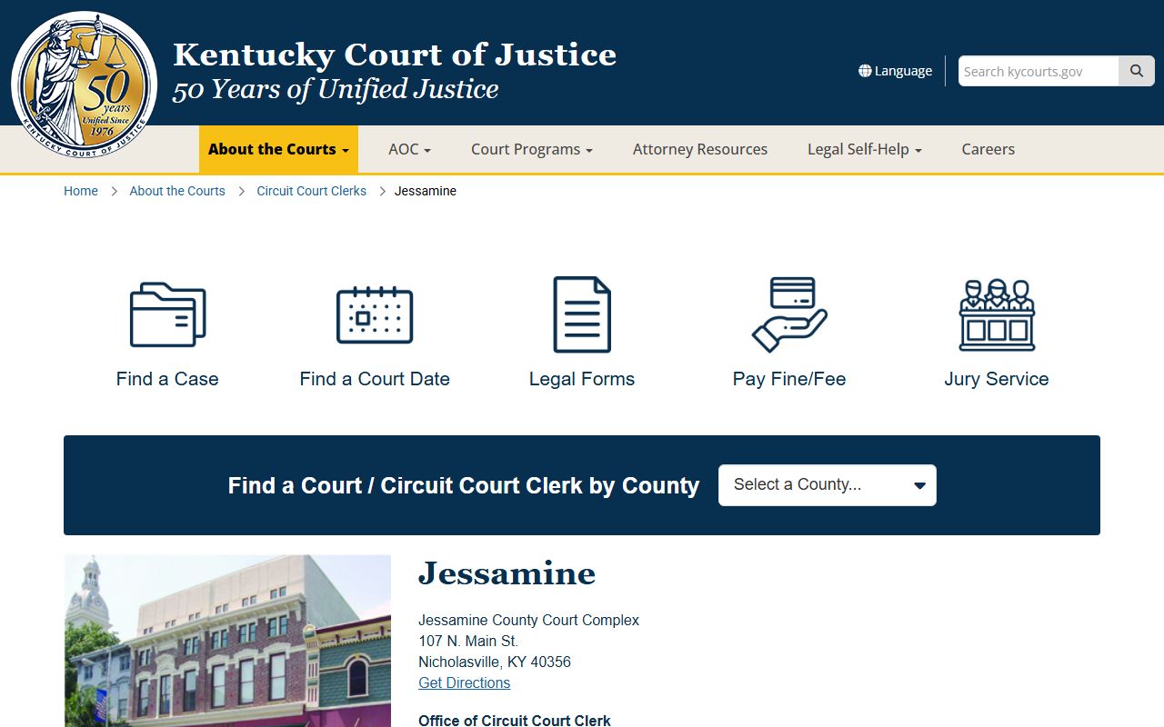 Jessamine County court records after jail arrest court page